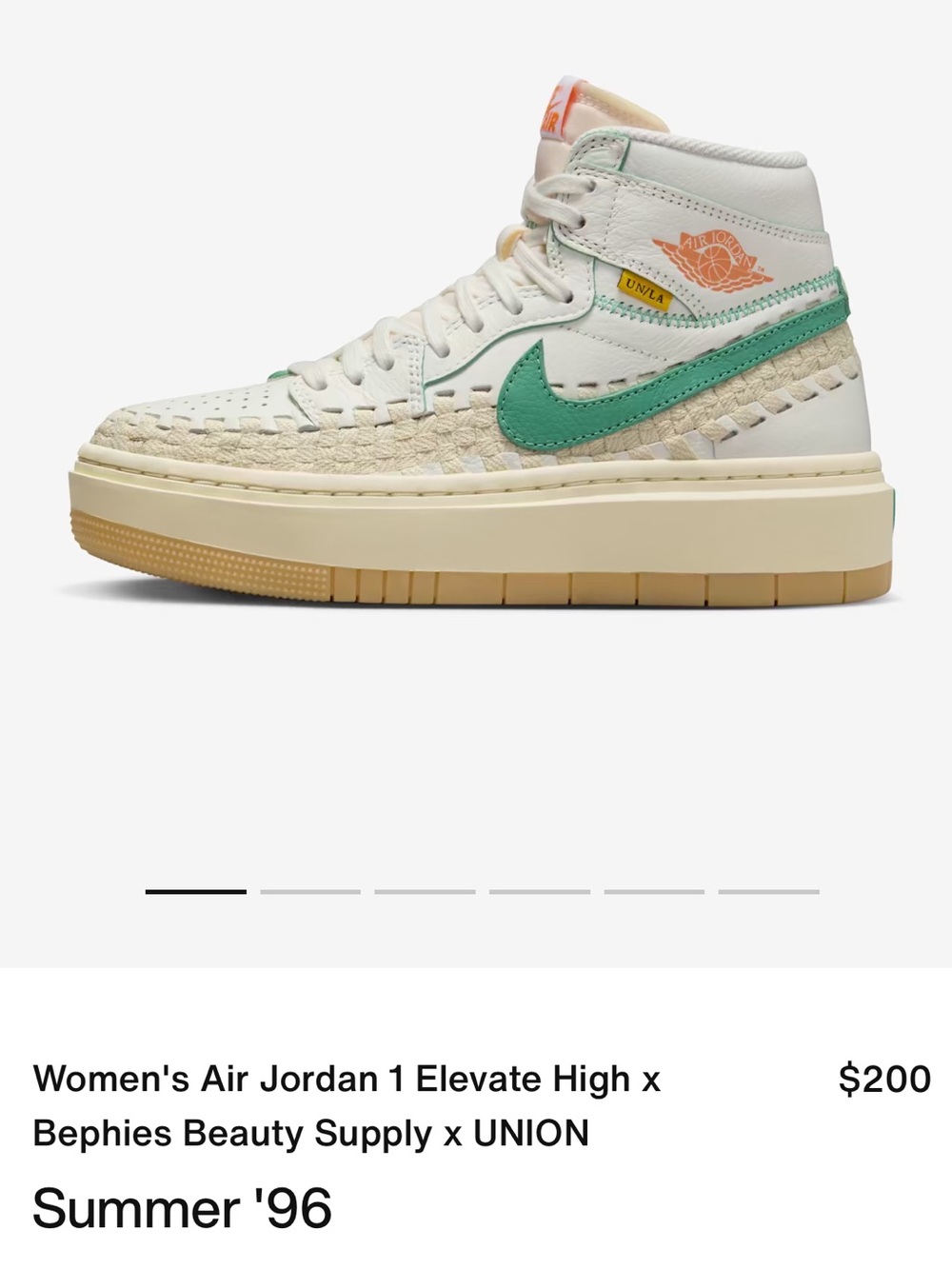 Nike Air Jordan 1 Elevate High x Bephies x UNION NEW! 8.5